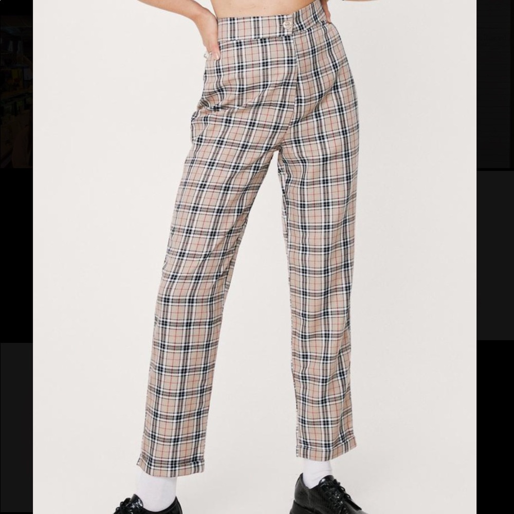 nasty gal high-waisted checkered pants